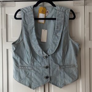 Vintage Denim Vest with Buttons
